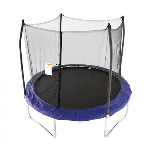 Skywalker Trampolines 10 Foot Round Outdoor Trampoline w/ Safety Enclosure, Blue